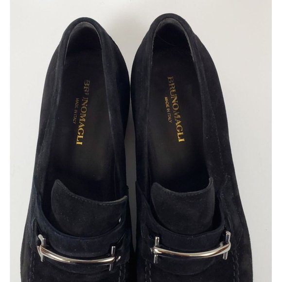 Bruno Magli Suede Leather Bit Loafers Black Made in Italy Size 13 M - VERY CLEAN - Picture 7 of 11